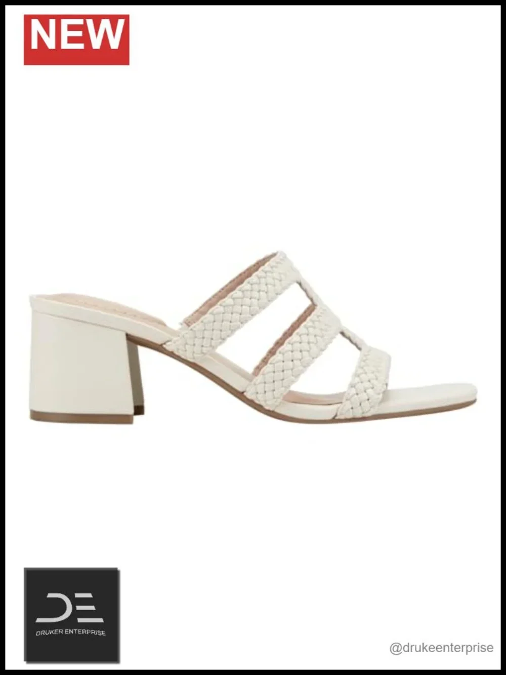 Faux Leather Square Toe Mid Block Heel Dress Sandals Slip-on Slingback